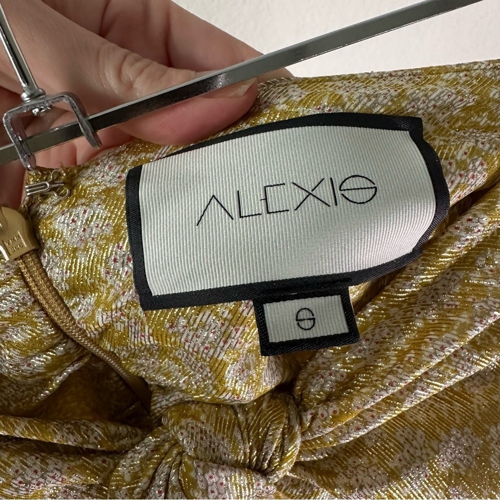Alexis Joya Pleated Strapless Gown Maxi Dress
Metallic Gold Lame Rare SZ S - Picture 9 of 11